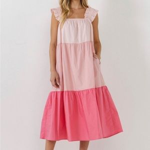 English Factory Piper Colorblock Midi Dress (pink)